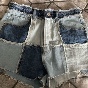Patched Jean Shorts
